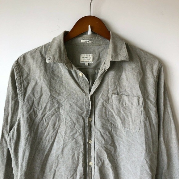 Frank & Oak Shirt Mens XLarge The Jasper Gray Button Up Long Sleeve Pockets - Picture 2 of 11